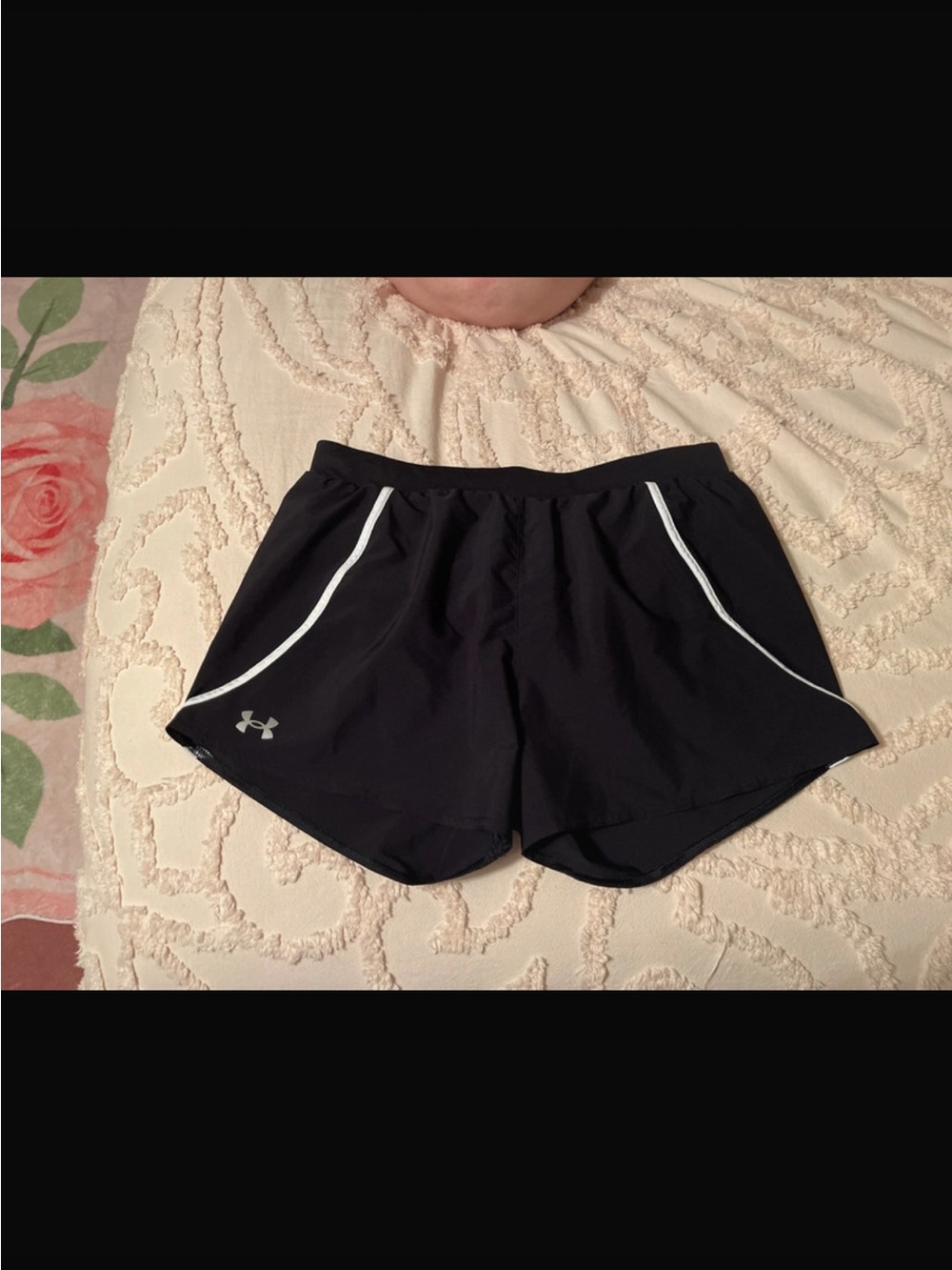 Under Armour Black Women's Athletic Shorts with White Piping